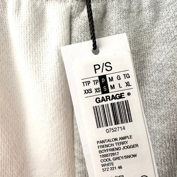 Garage NWT Light Grey White Colorblock French Terry Boyfriend Jogger Sweatpants - Picture 4 of 9